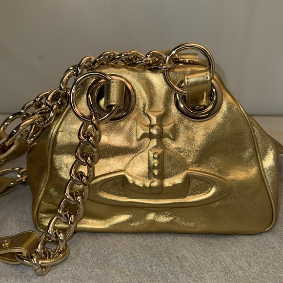 Vivienne Westwood CHAIN HANDBAG INJ ORB/GOLD METALLIC NAPPA BRAND NEW W DUST BAG - Picture 4 of 13